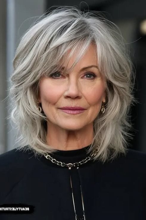 Wispy Layered Bob with Side-Swept Bangs