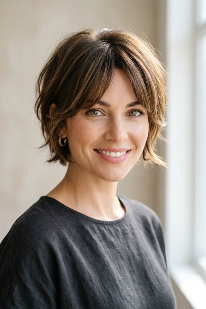 Wispy Layered Bob with Soft Bangs