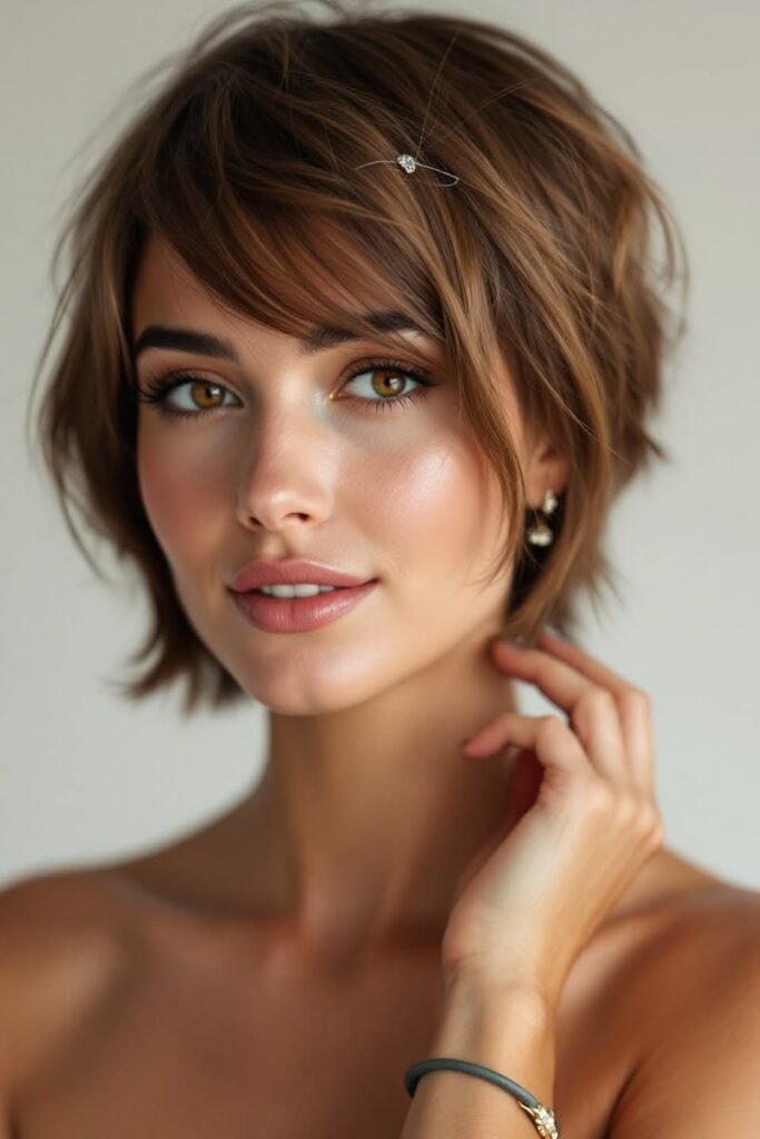 Wispy Layered Bob with Subtle Bangs