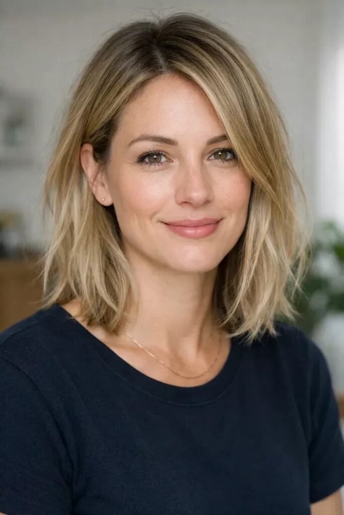 Wispy Layered Lob with Face-Framing Details