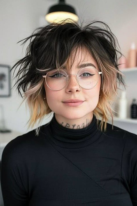 1. Textured Bob with Curtain Bangs