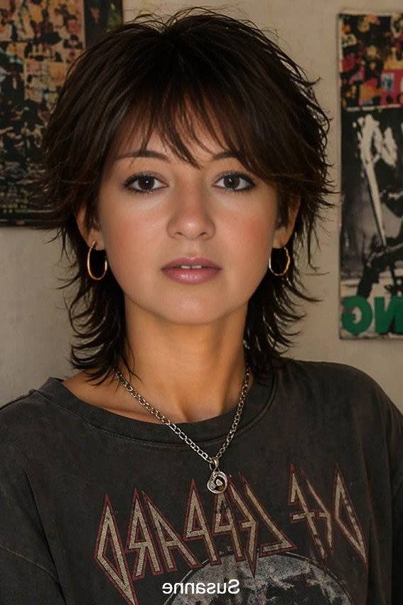 8. Piece-y Dark Bob with Micro Bangs