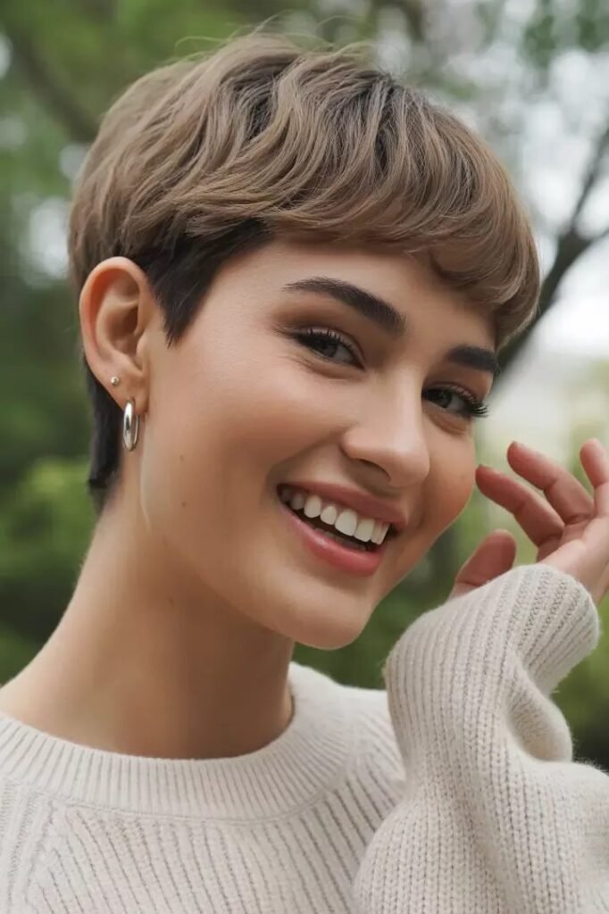 Ash Blonde Cropped Pixie with Soft Waves