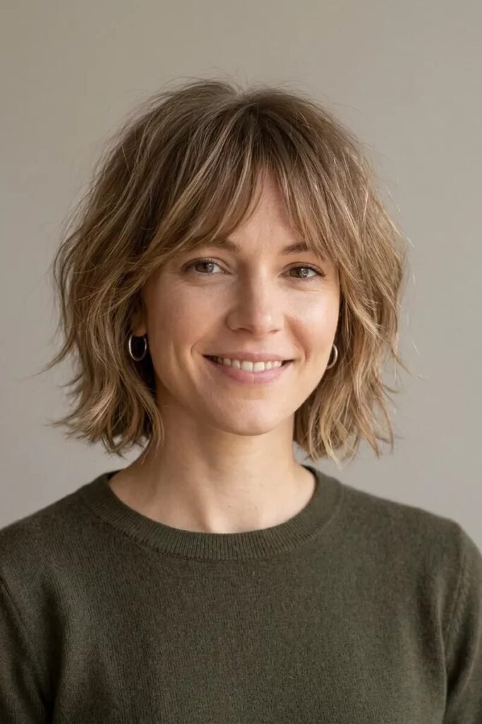 Ash Blonde Layered Shag Bob