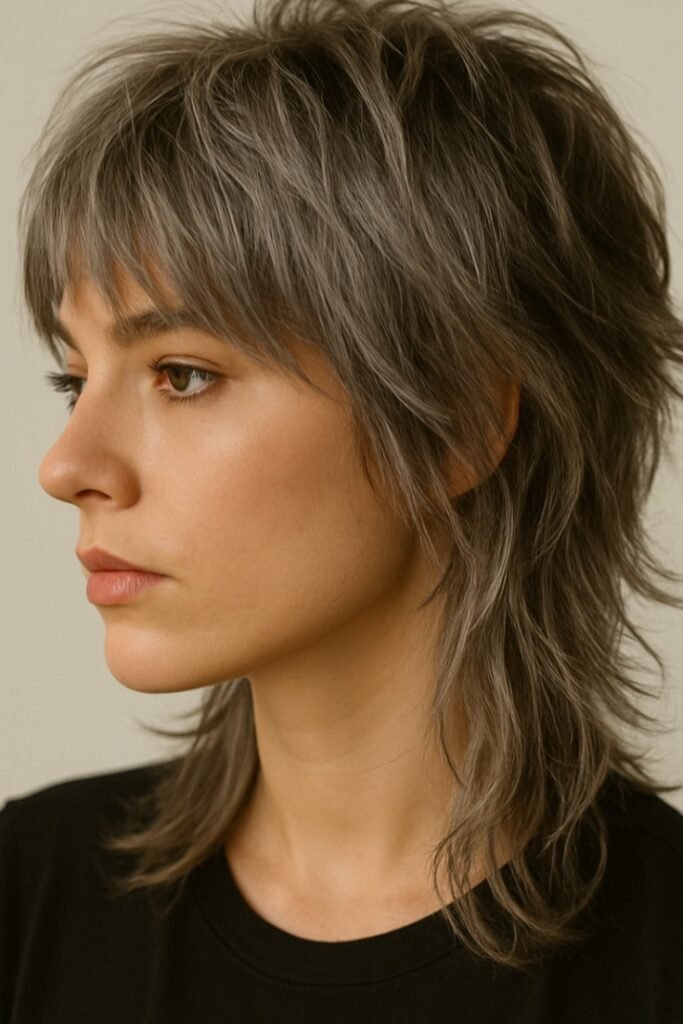 Ash Blonde Shaggy Mullet with Soft Layering