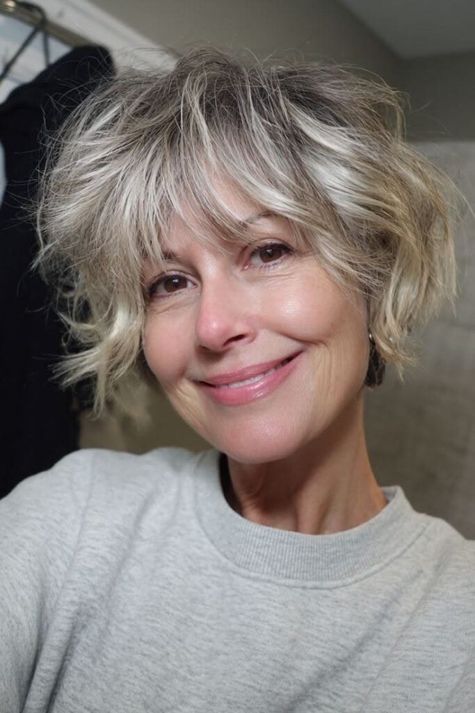 Ash Blonde Textured Bob with Voluminous Layers