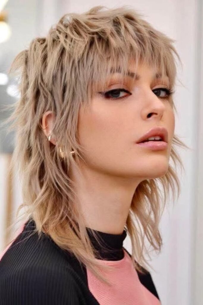 Ash Blonde Textured Shag with Face-Framing Layers