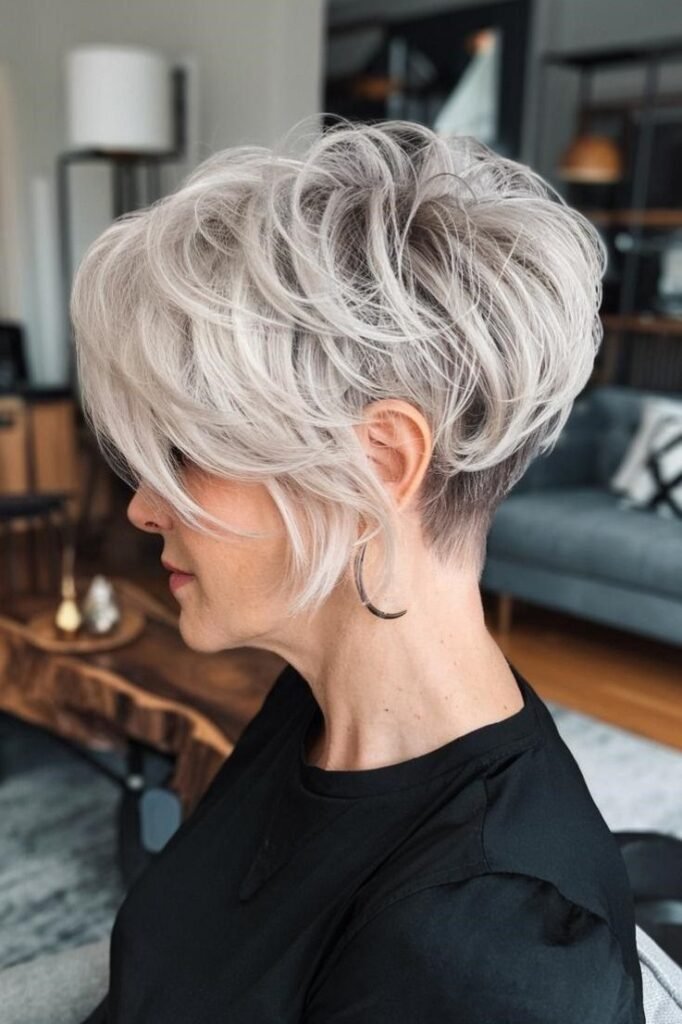 Asymmetrical Textured Pixie with Long Front Fringe