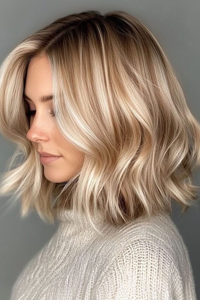 Blonde Balayage Wavy Bob