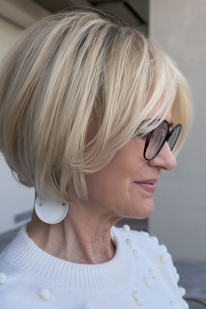 Blonde Bob with Wispy Curtain Bangs