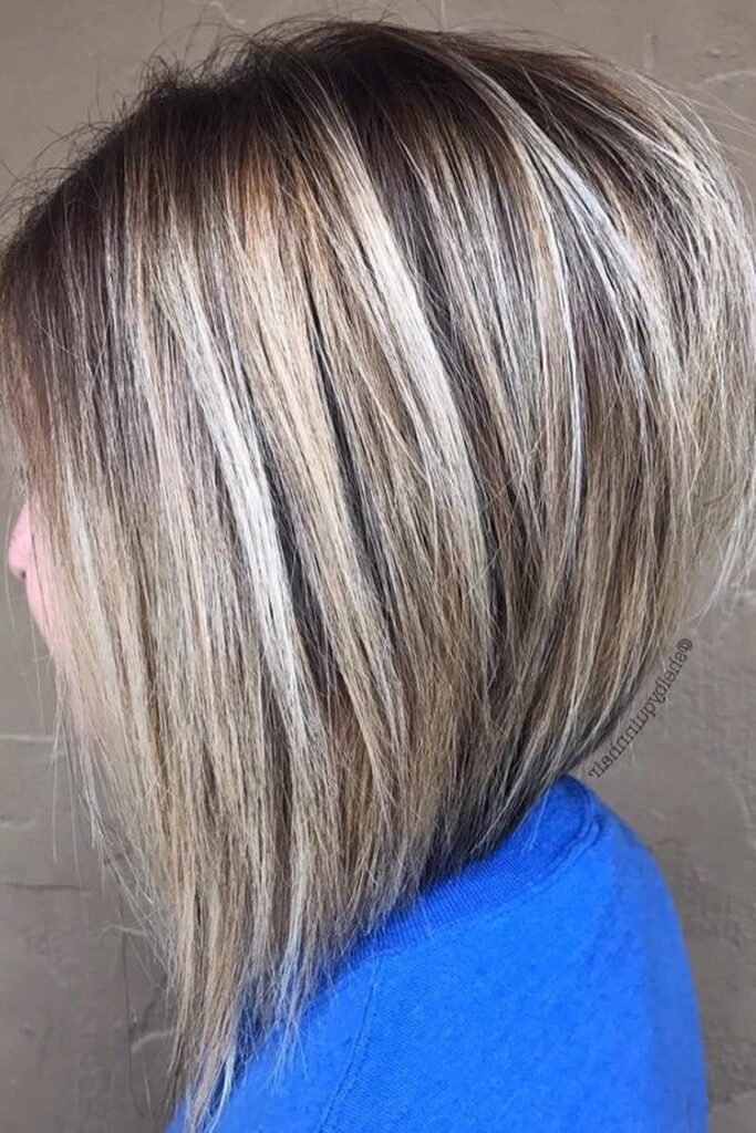 Blonde Highlighted Textured A-Line Bob