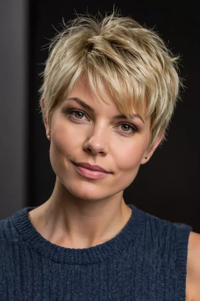 Blonde Layered Pixie Cut
