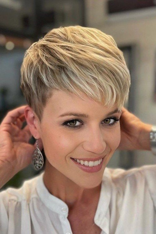 Blonde Piecey Pixie Cut