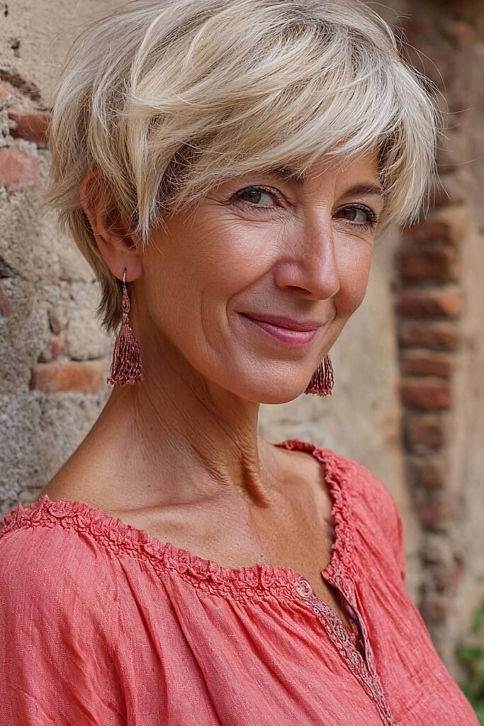 Blonde Pixie with Soft Texture and Subtle Fringe
