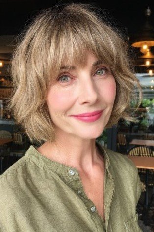 Blonde Shaggy Bob with Piece-y Bangs