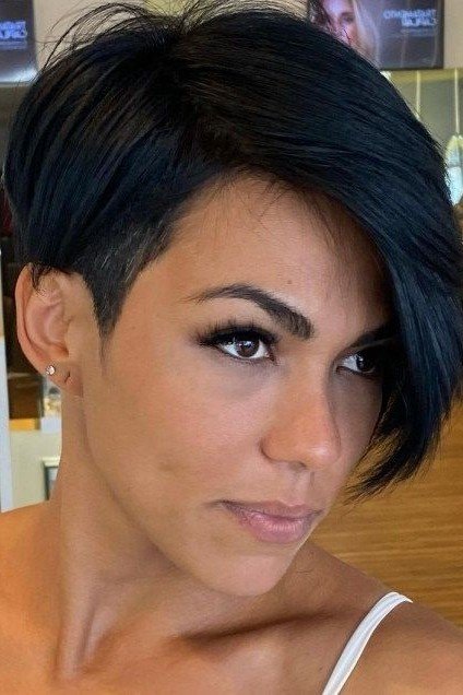 Bold Black Undercut Pixie with Deep Side-Swept Bangs