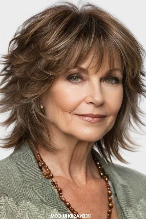 Brown Layered Shag with Textured Fringe