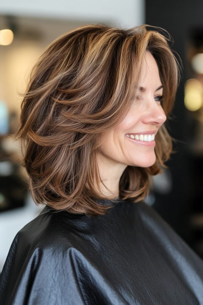 Caramel Highlighted Textured Layered Cut