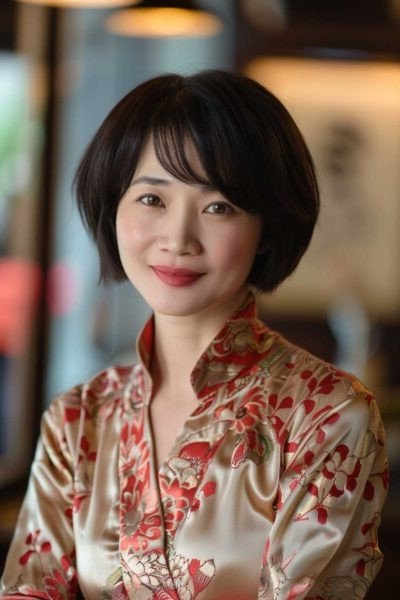 Chic Rounded Bob with Side-Swept Bangs