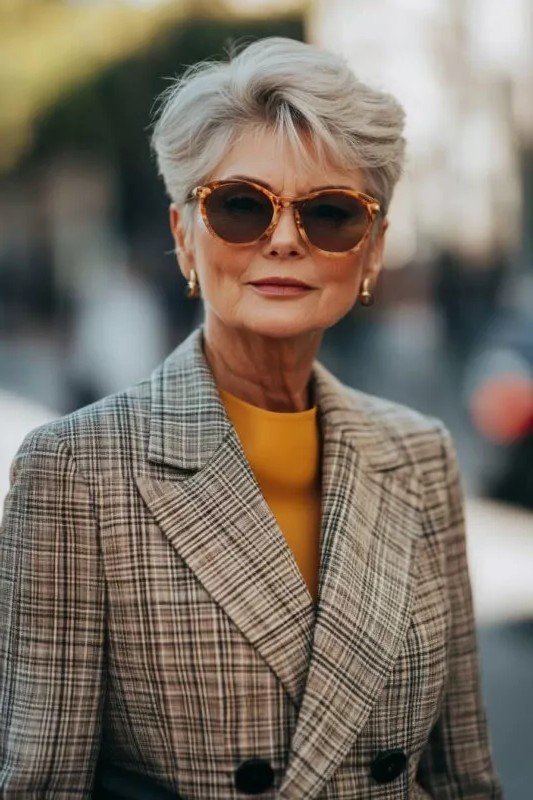 Chic Styled Pixie with Textured Volume and Sunglasses
