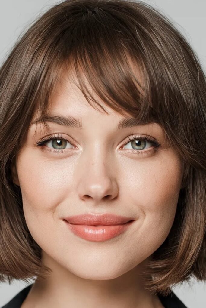 Chin-Length Bob with Soft Wispy Bangs
