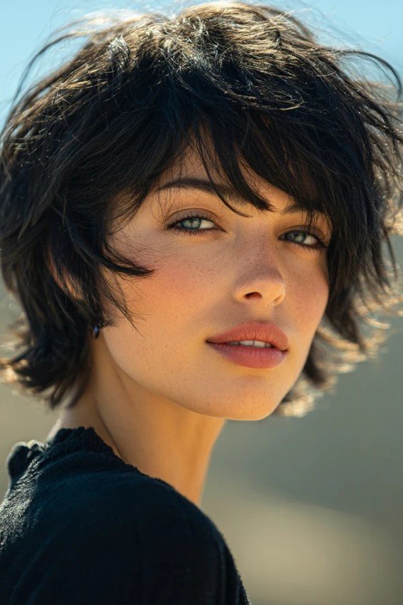 Choppy Layered Bob with Wispy Bangs