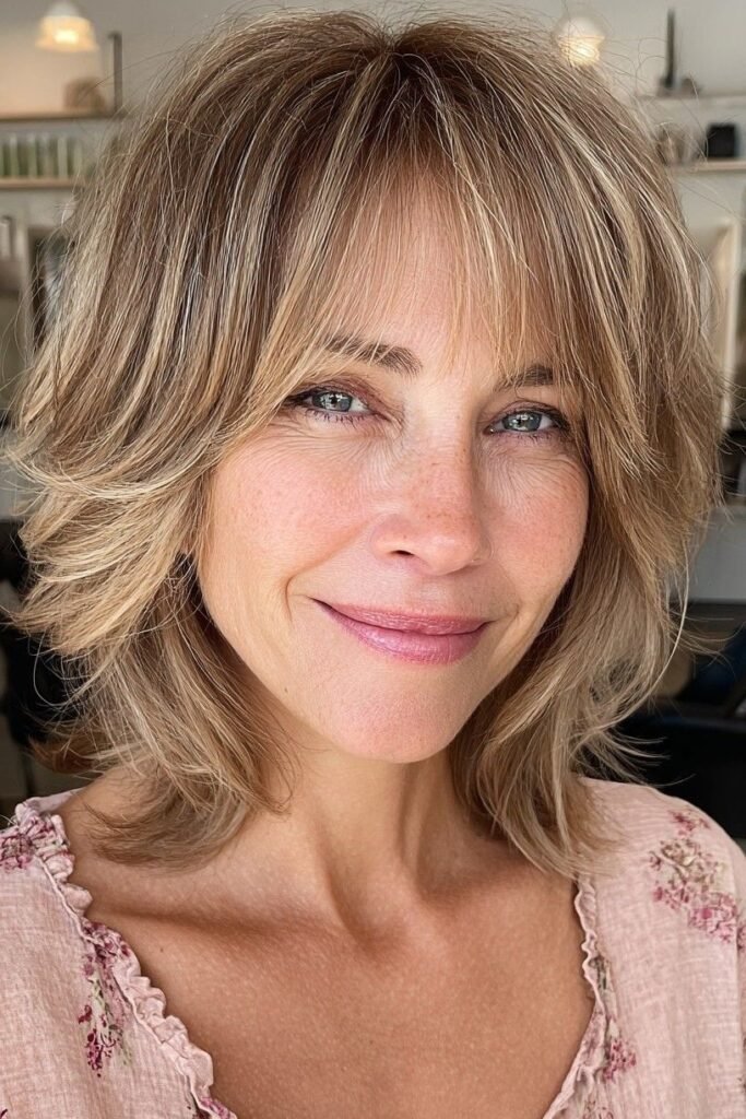 Choppy Layered Lob with Wispy Bangs