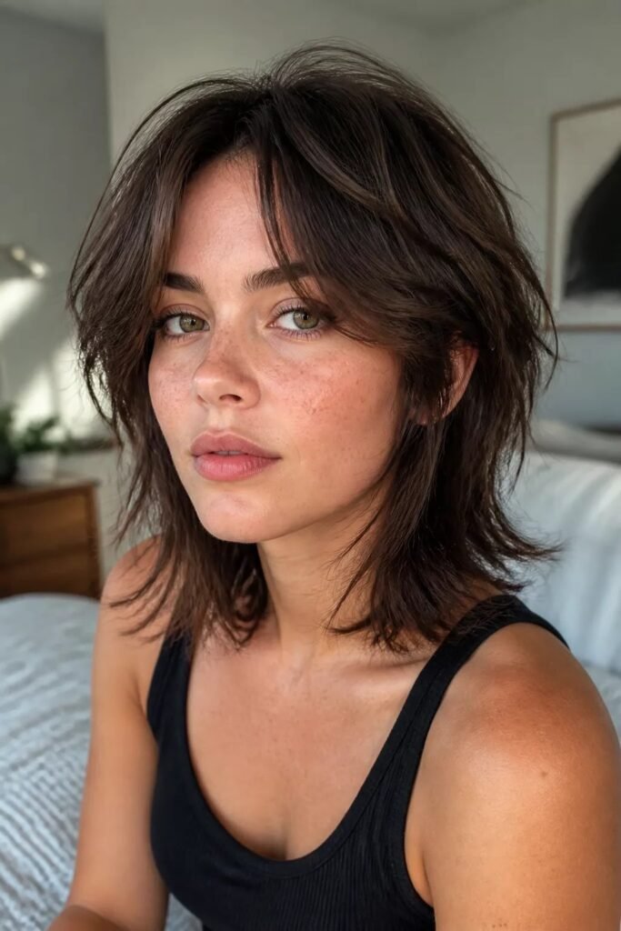 Choppy Shaggy Bob with Curtain Bangs