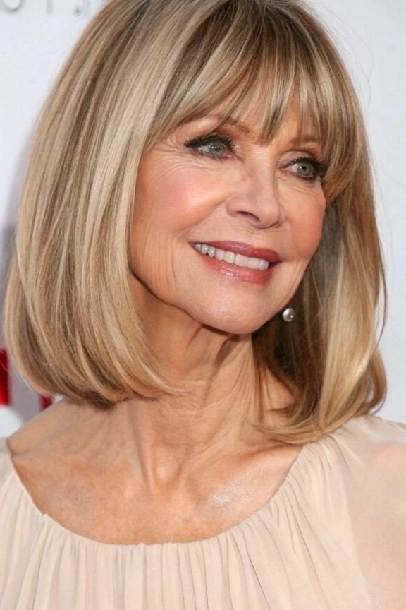 Classic Blonde Bob with Classic Curtain Bangs