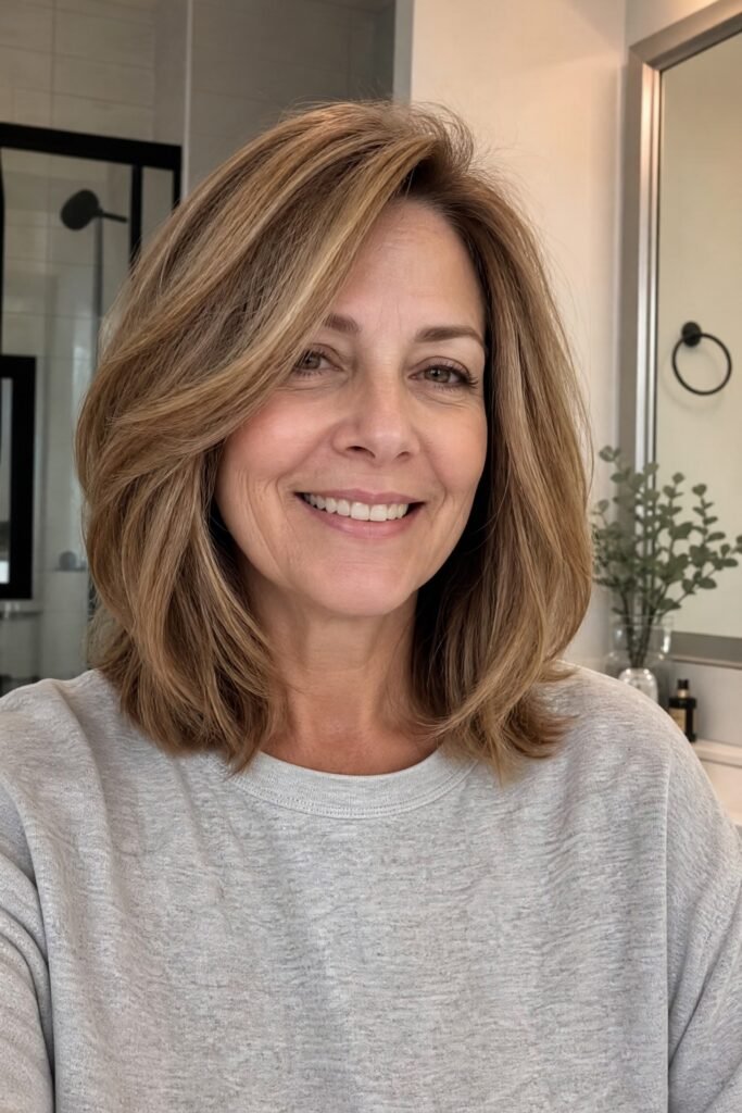 Classic Caramel Blonde Layered Bob