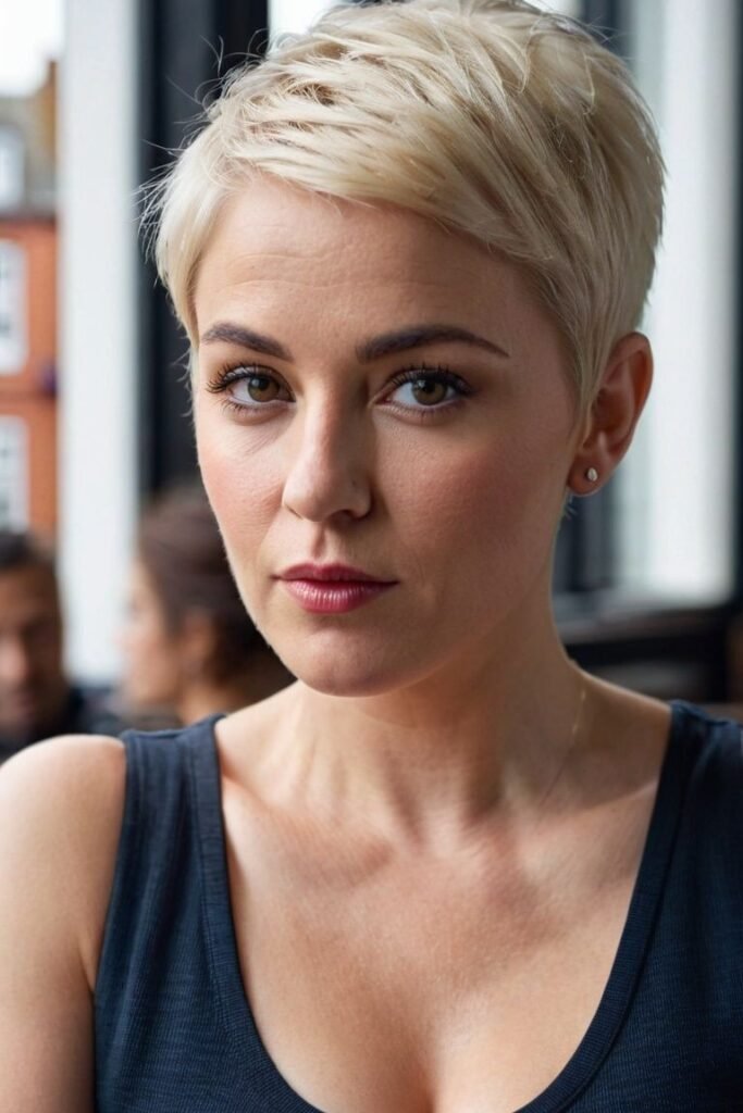 Classic Platinum Blonde Pixie Cut