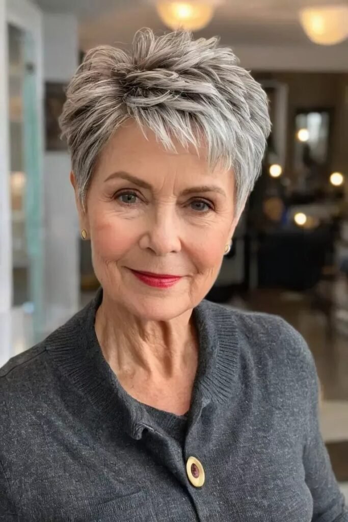 Classic Silver Pixie with Soft Texture