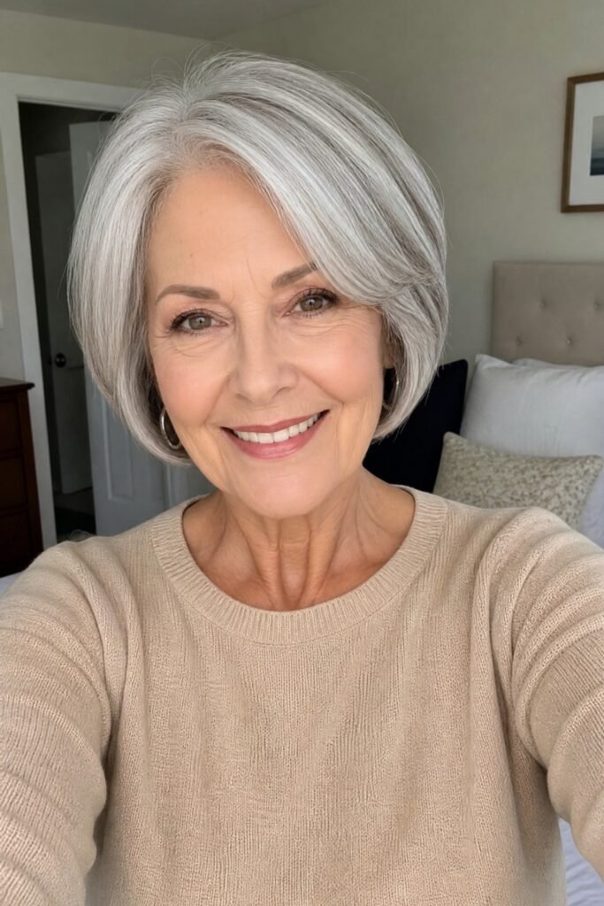 Classic Smooth Bob with Side-Swept Bangs