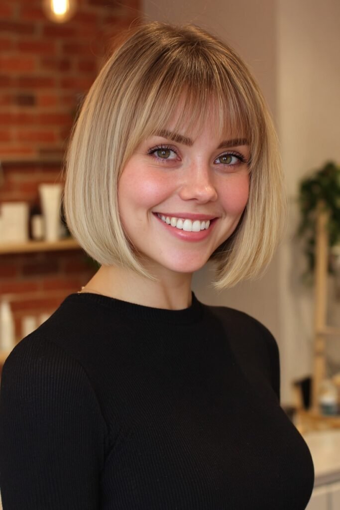 Classic Straight Bob with Blunt Bangs