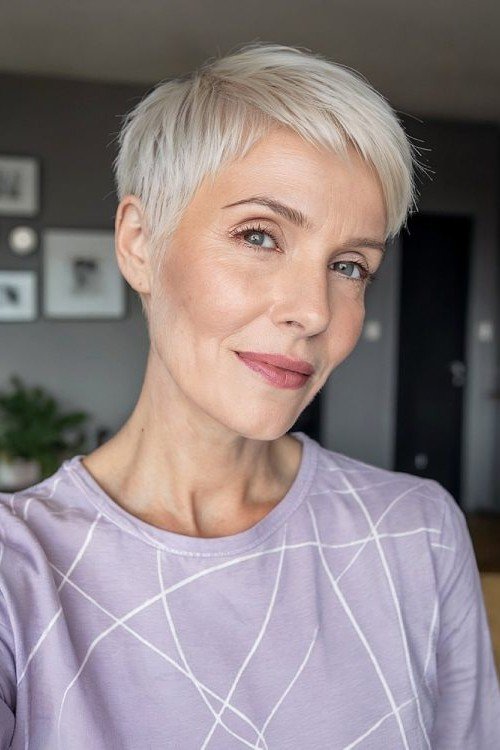 Classic Tapered Platinum Pixie Cut