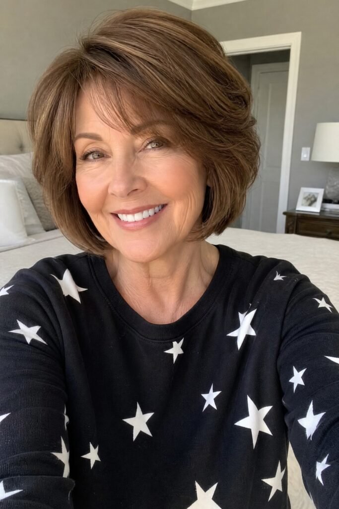 Classic Voluminous Bob with Soft Side-Swept Bangs