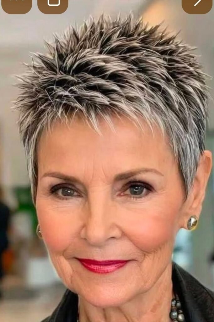 Contrast-Dyed Spiky Pixie Cut with Dark Roots
