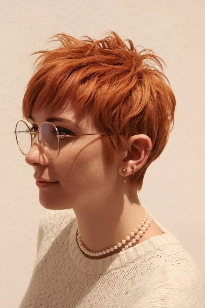Copper Red Textured Pixie Cut