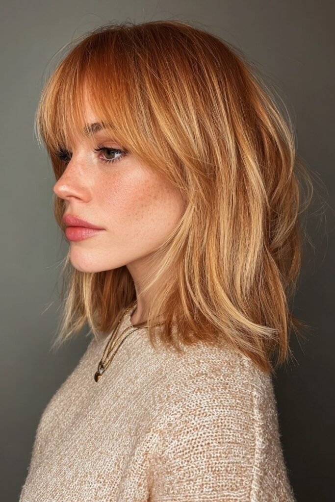 Copper Shag Bob with Soft Bangs