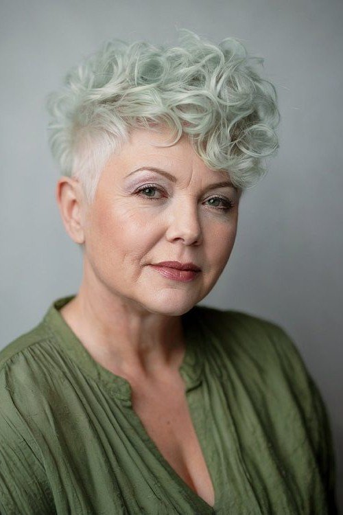 Curly Textured Pixie with Undercut Sides