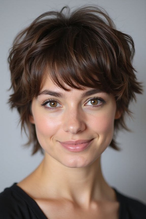 Dark Brown Textured Crop with Soft Bangs