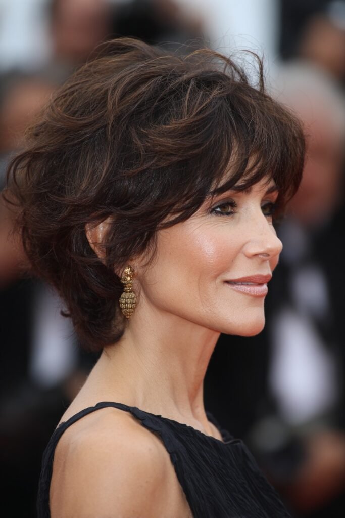 Dark Brown Wavy Shag with Soft Fringe and Texture