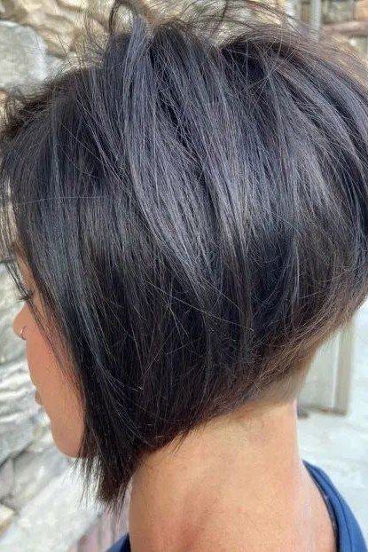 Dark Brunette Graduated Bob with Nape Undercut