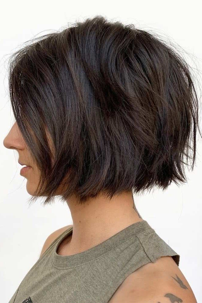 Dark Brunette Textured Bob with Natural Waves