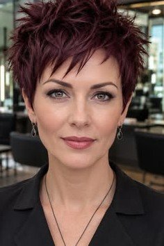 Deep Burgundy Textured Spiky Cut
