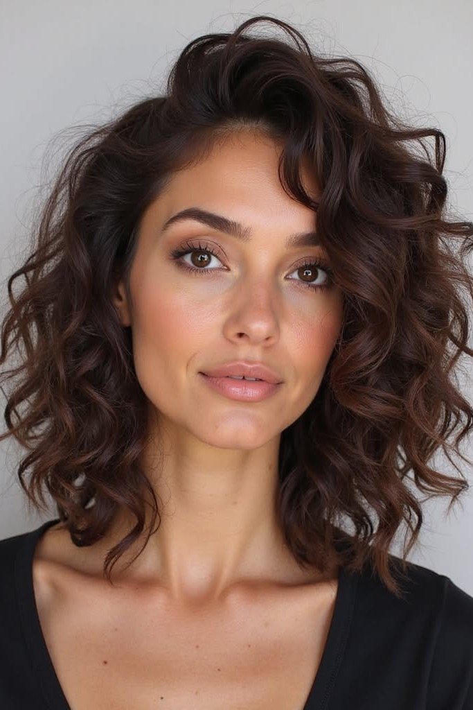 Deep Side-Parted Curly Bob with Voluminous Layers