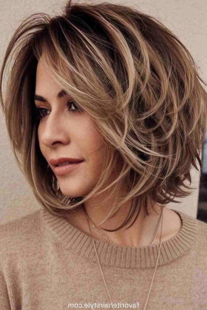 Dimensional Layered Bob with Subtle Highlights