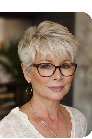 Feathered Blonde Pixie with Textured Fringe