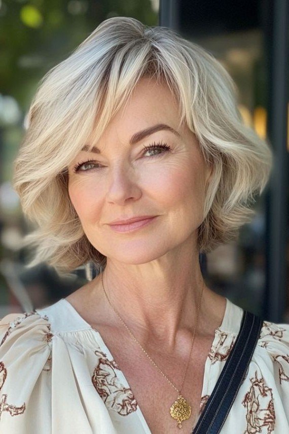 Feathered Bob with Side-Swept Bangs