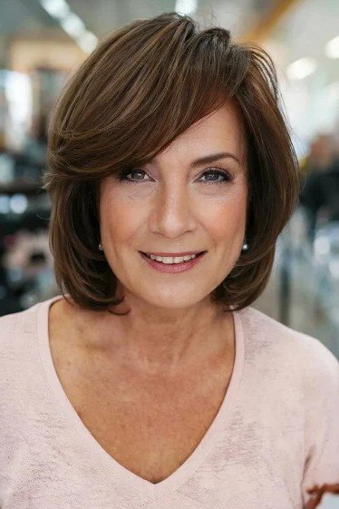 Feathered Layered Bob with Soft Bangs
